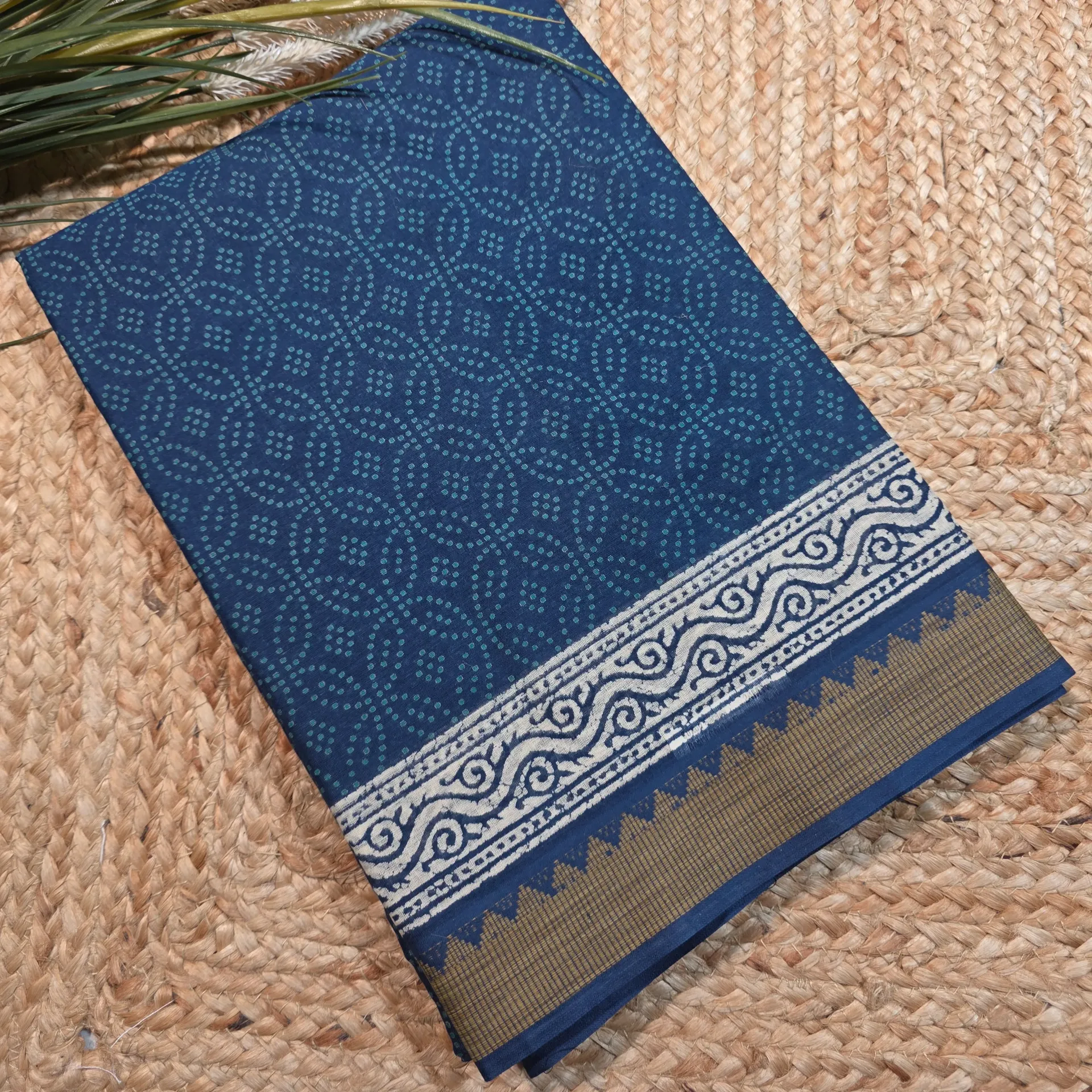 Everyday Elegance Indigo Pure Cotton Saree