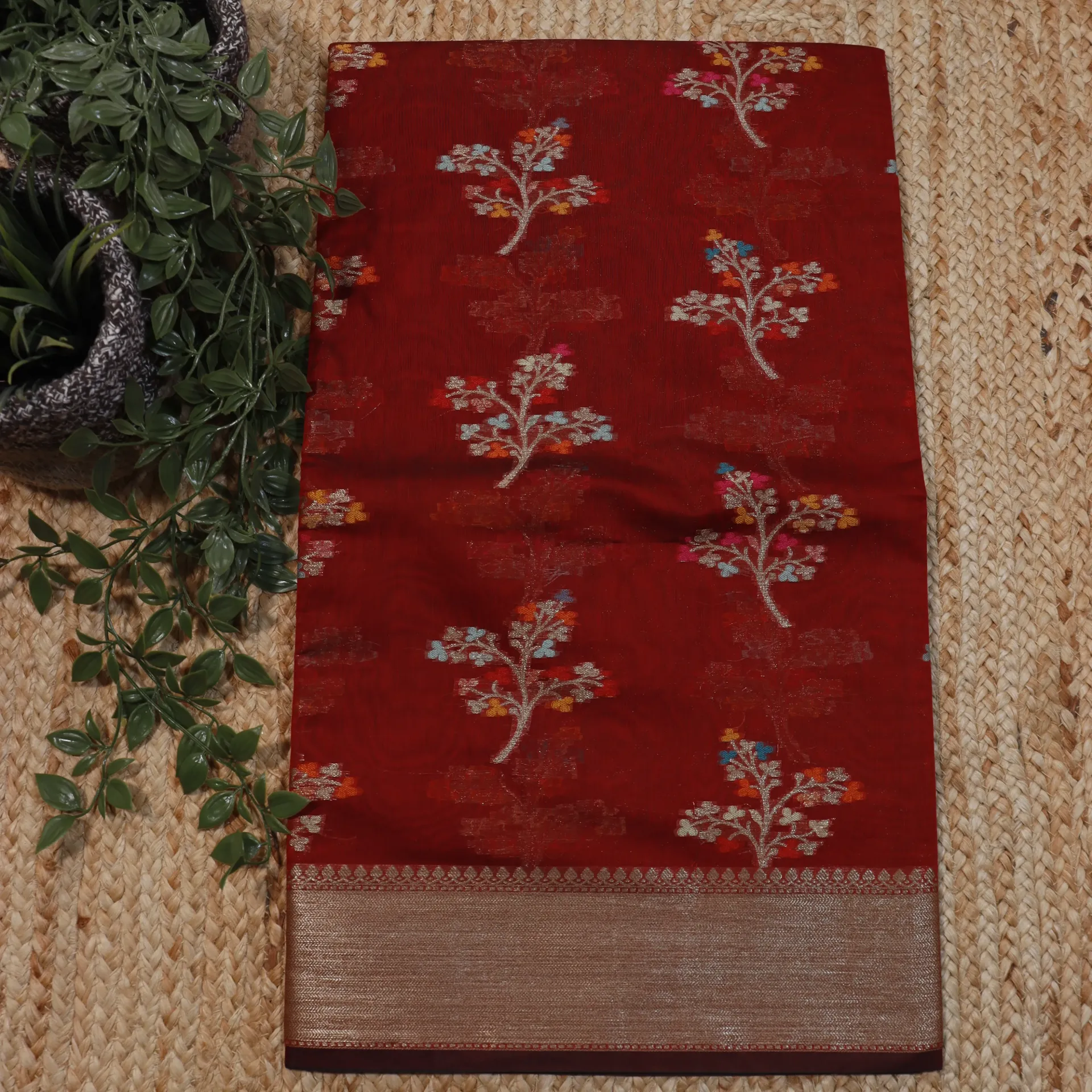 Woven Banarasi Chanderi Saree & Statement Jacquard Blouse